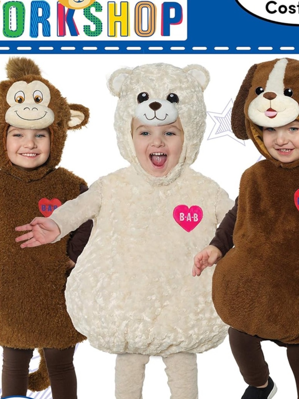 Build-A-Bear Cream Plush Bear Costume  with Red Heart Patch